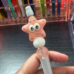 Pink Star Pen with Glitter Accents